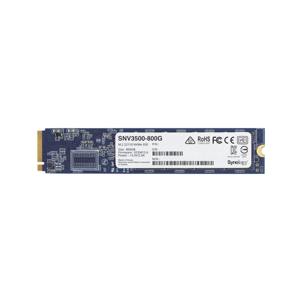 SSD 800GB NVMe M.2 22110, diseñada para Synology NAS con ranuras M.2 integradas