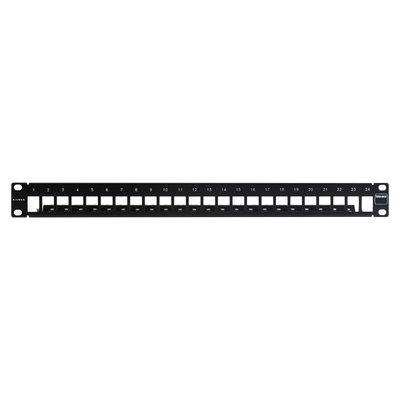 [TM-PNLZ-24-01] Patch Panel TERA-MAX Blindado de 24 Puertos, Modular (Vacío), Plano, Color Negro, 1UR