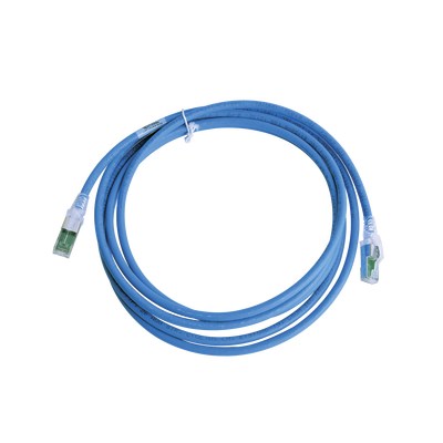 Patch Cord Z-MAX Cat6A S/FTP, CM/LS0H, 3.05 Metros (10 Pies), Color Azul, Versión Bulk (Sin Empaque Individual)