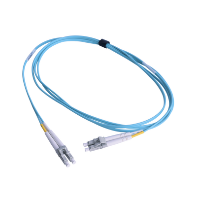 Jumper de Fibra Óptica Multimodo 50/125 OM3 XGLO, LC-LC Duplex, OFNR, Color Aqua, 1 Metro (3.28 Pies)