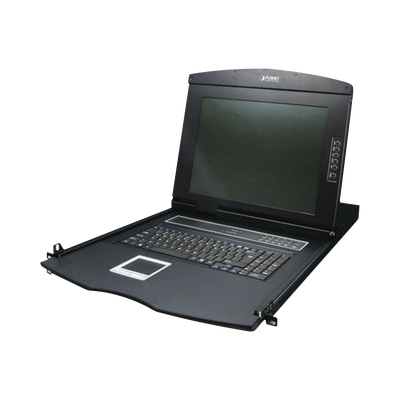 [KVM-210-08M] Switch KVM con Monitor de 17"con Teclado y Trackpad para Rack de 1U de Cuatro Postes, 8 Puertos VGA Para Acceder y Controlar Hasta 8 Computadoras Desde una Sola Consola