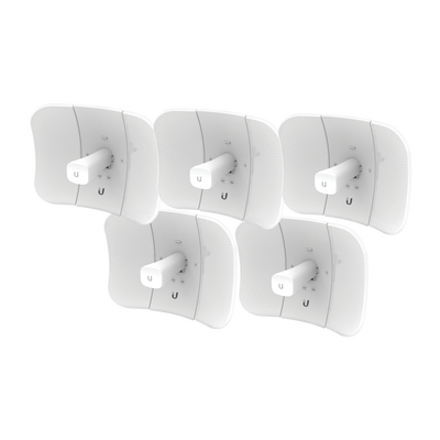 [LBE-5AC-GEN2-5] Kit de 5 LiteBeam 2x2 MIMO airMAX AC GEN2 CPE hasta 450 Mbps, 5 GHz (5150 - 5875 MHz) con antena integrada de 23 dBi