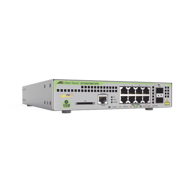 [AT-GS970M/10PS-R-10] Switch PoE+ Administrable CentreCOM GS970M, Capa 3 de 8 Puertos 10/100/1000 Mbps + 2 SFP Gigabit, 124 W