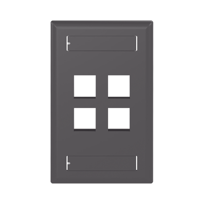 [NK4FBL] Placa de Pared Vertical, Salida Para 4 Puertos Keystone, Con Espacios Para Etiquetas, Color Negro