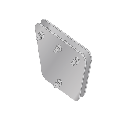 [SP-202030-G] Placas igualadoras con tornillería y separadores, para 3 retenidas. Galvanizado en inmersión (20x20x30 cm).