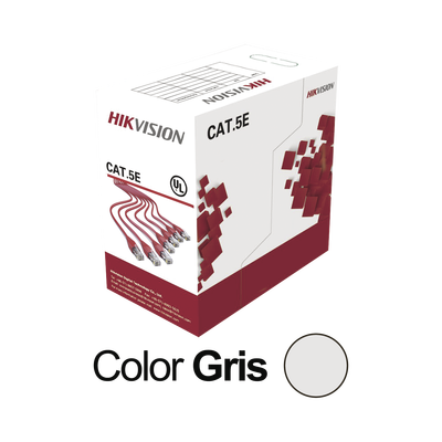 [DS-1LN5E-S] Bobina de Cable UTP 305 Metros (1000 Pies) / Cat5E (24 AWG) / Color Gris / PVC (CM) / Uso en Interior / 100% Cobre / Aplicaciones de CCTV y Redes de Datos