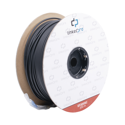 Carrete de Fibra Óptica Monomodo con Conectores SC-SC Duplex, Reforzada con Kevlar, de 200 Metros (656.17 Pies), Para Instalaciones Subterráneas por Tubería