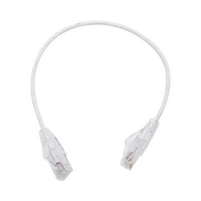Cable de Parcheo Slim UTP Cat6 - 30 cm (11.81 Pulgadas) Blanco, Diámetro Reducido (28 AWG)