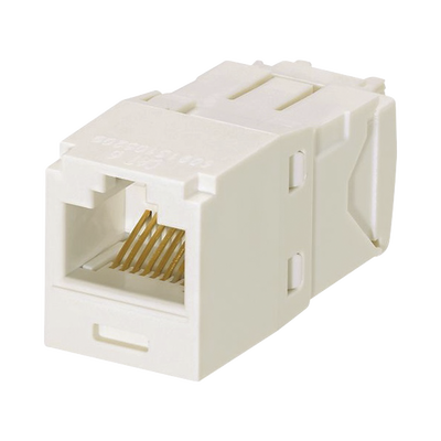 Conector Jack RJ45 Estilo TG, Mini-Com, Categoría 6A, de 8 Posiciones y 8 Cables, Color Blanco Mate