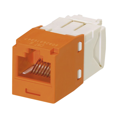 Conector Jack RJ45 Estilo TG, Mini-Com, Categoría 6, de 8 Posiciones y 8 Cables, Color Naranja