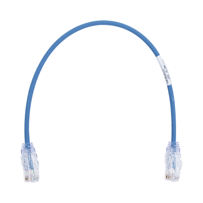 Cable de Parcheo TX6, UTP Cat6, Diámetro Reducido (28AWG), Color Azul, 0.3 Metros (1 Pie)