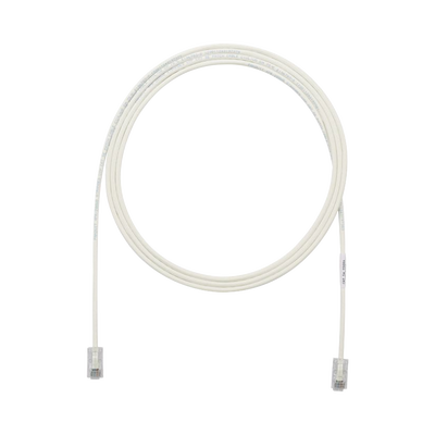 Cable de Parcheo UTP Cat6A, CM/LSZH, Diámetro Reducido (28AWG), Color Blanco Mate, 2.13 Metros (7 Pies)