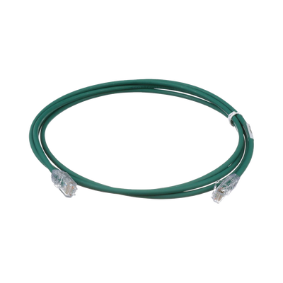 Cable de Parcheo UTP Cat6A, CM/LSZH, Diámetro Reducido (28AWG), Color Verde, 2.13 Metros (7 Pies)