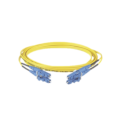 Jumper de Fibra Optica Monomodo 9/125 OS2, LC-LC Duplex, OFNR (Riser), Color Amarillo, 10 Metros (32.81 Pies)