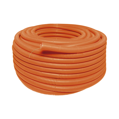 Manguera Poliducto Corrugado Flexible Naranja Reforzado de 3/4" x 50 m Para Instalaciones Eléctricas /Polietileno Alta Densidad HDPE/ Sin guía /Resistente a Intemperie.
