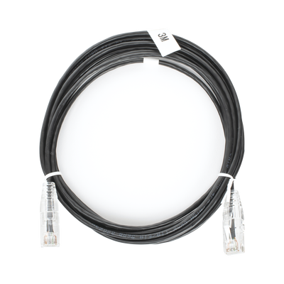 Cable de Parcheo Slim UTP Cat6 - 3 Metros (9.84 Pies) Negro Diámetro Reducido (28 AWG)