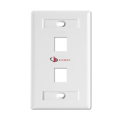 Placa de Pared Keystone de 2 Salidas, Color Blanco, para Jacks Keystone Z-MAX y MAX