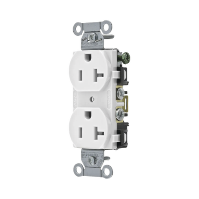 [HUB-BR-20-WHI] Contacto Dúplex 20 A, 125 V,  2 Polos, 3 Hilos, Cableado Posterior y  Lateral, Color Blanco (Nema 5-20R).