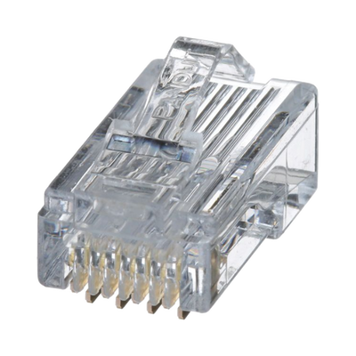 Plug RJ45 Cat5e, Para Cable UTP de Calibres 24-26 AWG, Chapado en Oro de 50 Micras, Paquete de 100 Piezas