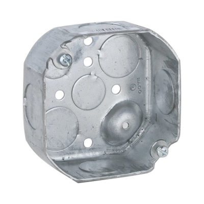  Caja Octagonal de 4" / Profundidad 1 1/2" / 6 Entradas de 3/4", 2 Entradas de 1/2" / Troquelada.