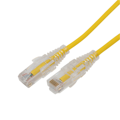 Cable de Parcheo Slim UTP Cat6A - 10 Metros (32.81 Pies) Amarillo, Diámetro Reducido (28 AWG)