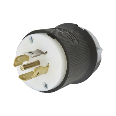 Clavija Industrial con Bloqueo de Media Vuelta / 20 A 120/208 V CA / 4 Polos 5 Hilos / Color Blanco y Negro / Nema L21-20P/ Grado Industrial