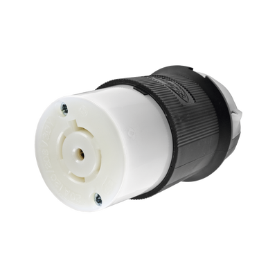 [HUB-HBL-2513] Conector Industrial con Bloqueo de Media Vuelta / 20 A 120/208 V CA / 4 Polos 5 Hilos / Color Blanco y Negro / Nema L21-20R/ Grado Industrial.