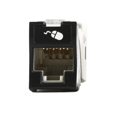 Jack Ultramax Cat6, UTP, Montaje Híbrido en Placa de Pared (Plano y Angulado), Color Negro, Punch Down