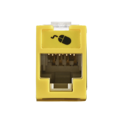 Jack Ultramax Cat6, UTP, Montaje Híbrido en Placa de Pared (Plano y Angulado), Color Amarillo, Punch Down