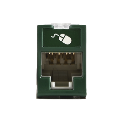 Jack Ultramax Cat6, UTP, Montaje Híbrido en Placa de Pared (Plano y Angulado), Color Verde, Punch Down