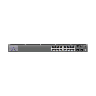 [S16-POE] Switch Gigabit PoE+ Administrable / 16 puertos 10/100/1000 Mbps + 2 Puertos SFP Uplink / Presupuesto PoE hasta 120W / Administración Gratuita en la Nube
