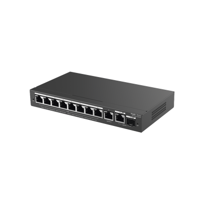 [RG-ES210GS-P] Switch Administrable con 8 puertos Gigabit PoE, 2 Uplinks Gigabit (1 SFP), gestión gratuita desde la nube