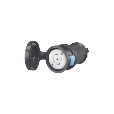[HUB-HBL-2813] Conector Industrial con Bloqueo de Media Vuelta / 30 A 120/208 V CA / Nema L21-30R / 4 Polos 5 Hilos / Color Blanco y Negro / Grado Industrial