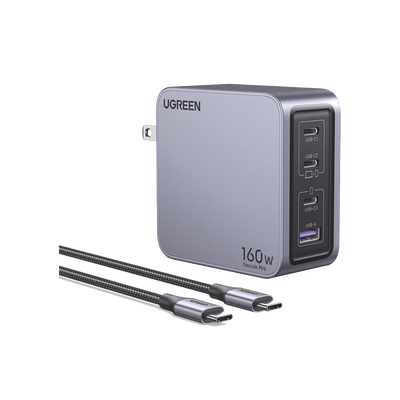 [25876] Cargador Rápido GaN / 160W Máximo / 3 USB-C + 1 USB-A / PD3.1 140W / PPS / UFCS / QC5 / Protecciones Múltiples / PC 94-V0