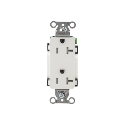 [HUB-DR20-WHI-TR] Contacto Duplex Decorador 20 A 125V /  Resistente a manipulaciones / 2 Polos 3 Hilos/ Nema 5-20 R / Color Blanco / Grado Industrial.