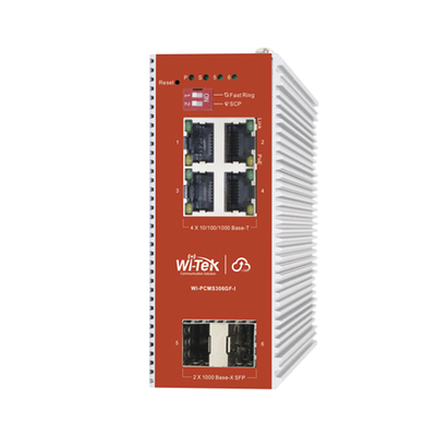 [WI-PCMS306GF-I] Switch L2+ PoE Industrial / Administración Cloud-Web-CLI / 4 Puertos PoE af/at 100/1000 Mbps / 2 Puertos SFP Gigabit / Presupuesto PoE 120 W / Protocolo ERSP (redundancia enlaces)