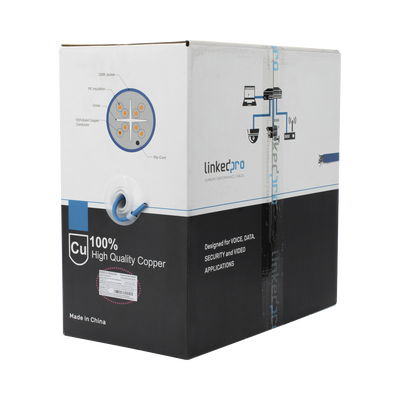 Bobina de Cable de 305 Metros (1000 Pies) Cat6+, CMR, Calibre 23 Alto Rendimiento, ETL, UL, Color Azul, Super Flexible, para Aplicaciones de Video Vigilancia, Video HD, y Redes de Datos. Uso Interior.