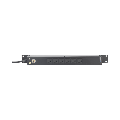 Multicontacto Horizontal (PDU) de 6 Contactos (NEMA 5-15R) Rack 19" 1UR. Voltaje Entrada/Salida: 120Vca/15A