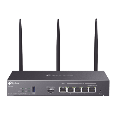 Router Omada VPN / SDN Multi-WAN Gigabit / 1 Puerto WAN SFP Gigabit / 1 Puerto WAN RJ45 Gigabit / 2 Puertos LAN RJ45 Gigabit / 2 Puertos Configurables LAN/WAN / 150,000 Sesiones Concurrentes / Administración Centralizada Omada o Stand-Alone