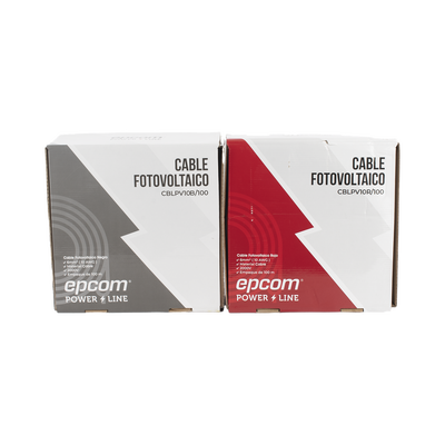 [KIT2CBLPV10RB/100] Kit de 2 rollos de 100 metros de cable fotovoltaico de cobre, rojo y negro, calibre 10 AWG (6mm²), Tipo PV,  1000/2000 V y 120°C.