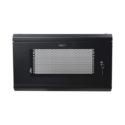 Gabinete de Pared de 6U con Puerta Perforada, 455 mm de Profundidad Total, Rack de 19'', Acero Reforzado Color Negro