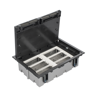 Caja Para Instalación en Piso Falso para Voz, Datos o Contactos Eléctricos / Capacidad para 6 Módulos / Espacio Embellecedor en la Tapa / Profundidad Ajustable de 90 a 120 mm (3.54 a 4.72 pulgadas) / Los Módulos se Adquieren Aparte / (SF610/14CY)