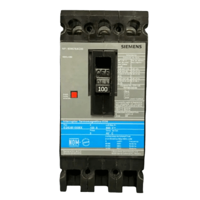 [ED63B100MX] Interruptor Termomagnético ED6 600V 3X100A, Sin zapatas principales.