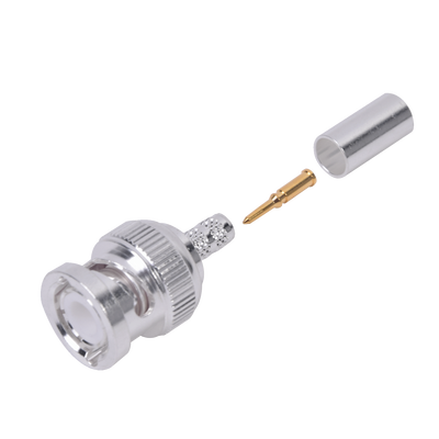 Conector BNC Macho de Anillo Plegable para Cable LP-142, LP-195, LMR-195, RG-58/U, RG-142/U, Plata/Oro/Teflón.