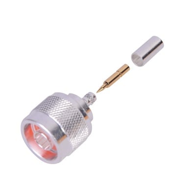 Conector N Macho de Anillo Plegable para Cable LP-195, RG-58/U, Plata/ Oro/ Teflón.