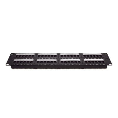 Panel de Parcheo de Impacto (110) UTP de 48 Puertos Cat6, 19 Pulgadas (48.26 cm), 2U, con Barra para Organizar Cable