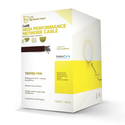 [PRO-CAT-5E-W] Bobina de Cable de 305 Metros (1000 Pies), Cat5e, Alto Rendimiento, Color Blanco, UL, para Aplicaciones en Video Vigilancia, Redes de Datos. Uso en Interior