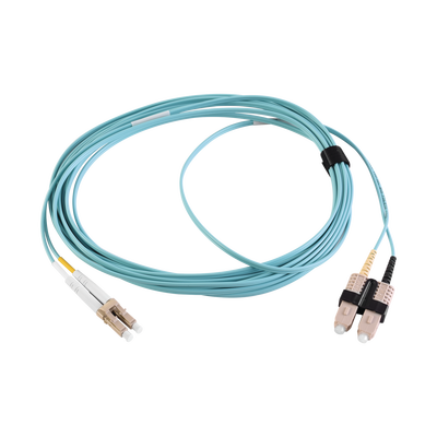 [FJ2-LCSC5L-02AQ] Jumper de Fibra Óptica Multimodo 50/125 XGLO OM3, LC-SC Duplex, OFNR, Color Aqua, 2 Metros (6.56 Pies)
