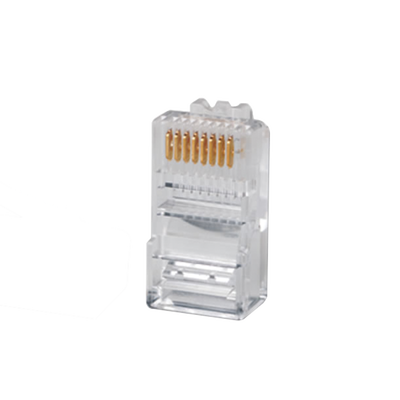 Plug RJ45 Cat5e, Para Cable UTP Calibre 22 a 26 AWG, Chapado en Oro de 50 Micras