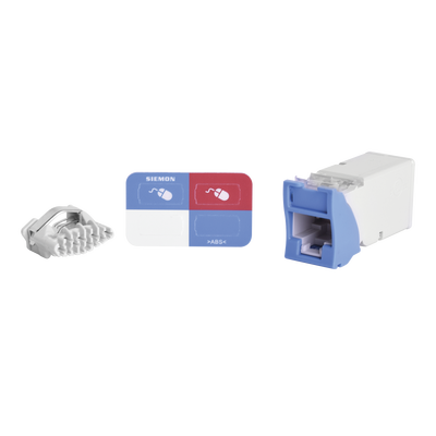 Jack Z-MAX UTP Categoría 6, Montaje Híbrido en Placa de Pared (Plano y Angulado), Color Azul, Versión Bulk (Sin Empaque Individual)